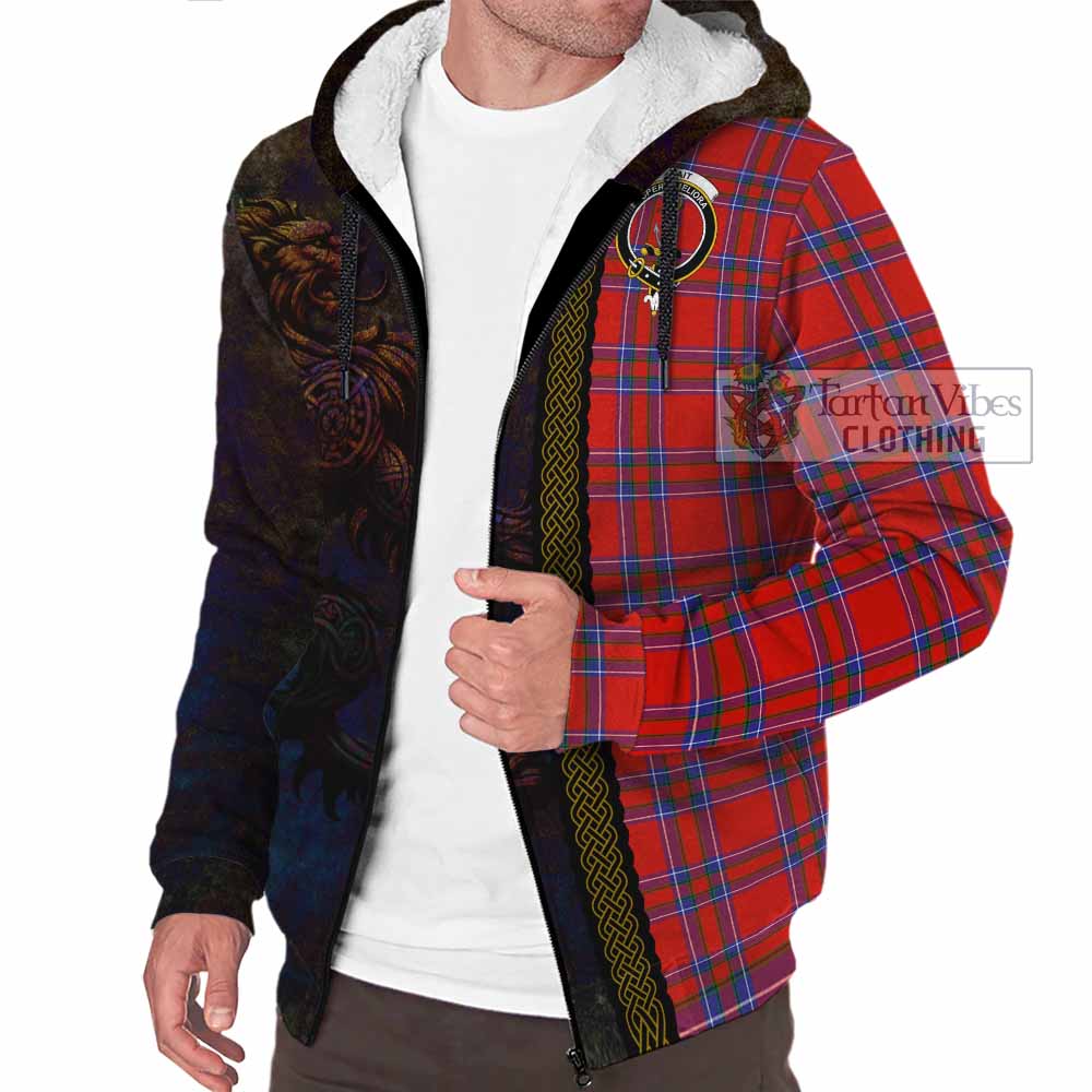Tartan Vibes Clothing Rait Tartan Family Crest Sherpa Hoodie Alba Gu Brath Be Brave Lion Ancient Style