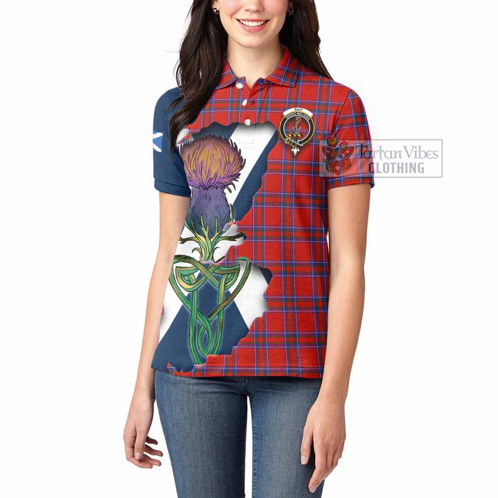 Tartan Vibes Clothing Rait Tartan Family Crest Women's Polo Shirt Scottish Thistle Celtic Inspired