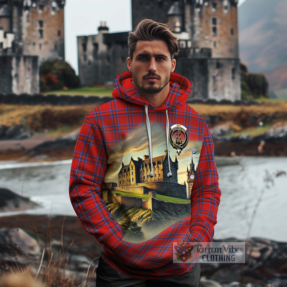 Tartan Vibes Clothing Rait Tartan Family Crest Cotton Hoodie with Scottish Ancient Castle Style
