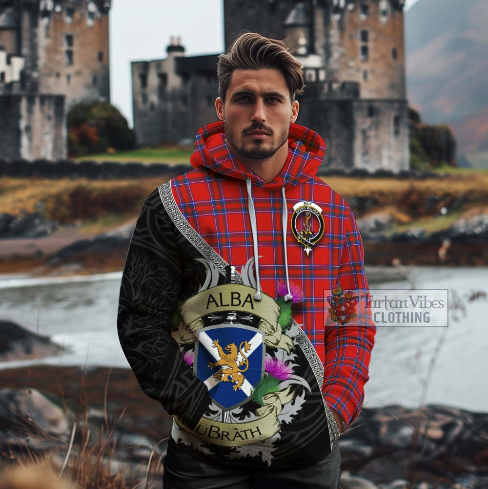Tartan Vibes Clothing Rait Tartan Family Crest Cotton Hoodie Lion Rampant Royal Thistle Shield Celtic Inspired