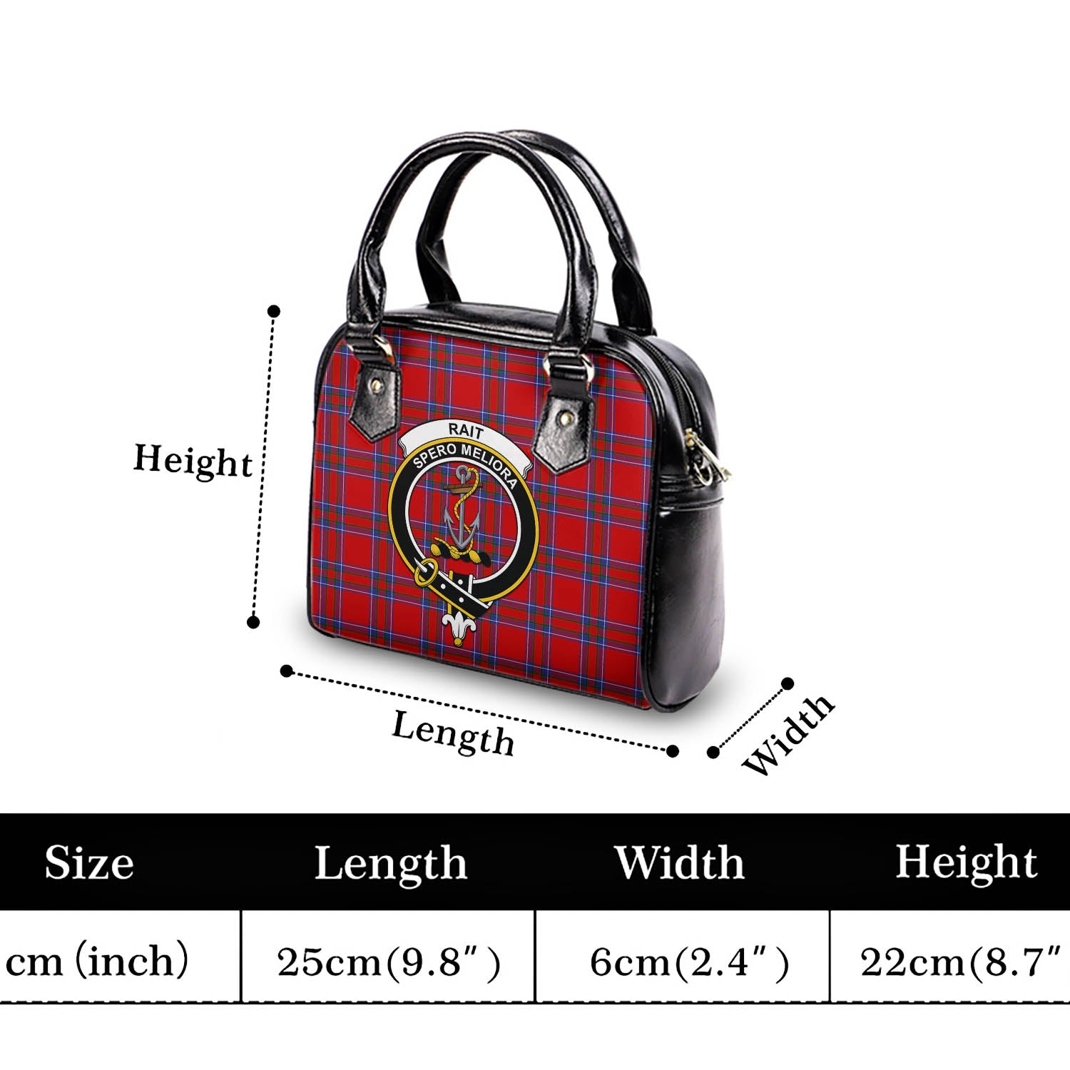 Rait Tartan Shoulder Handbags with Family Crest - Tartanvibesclothing