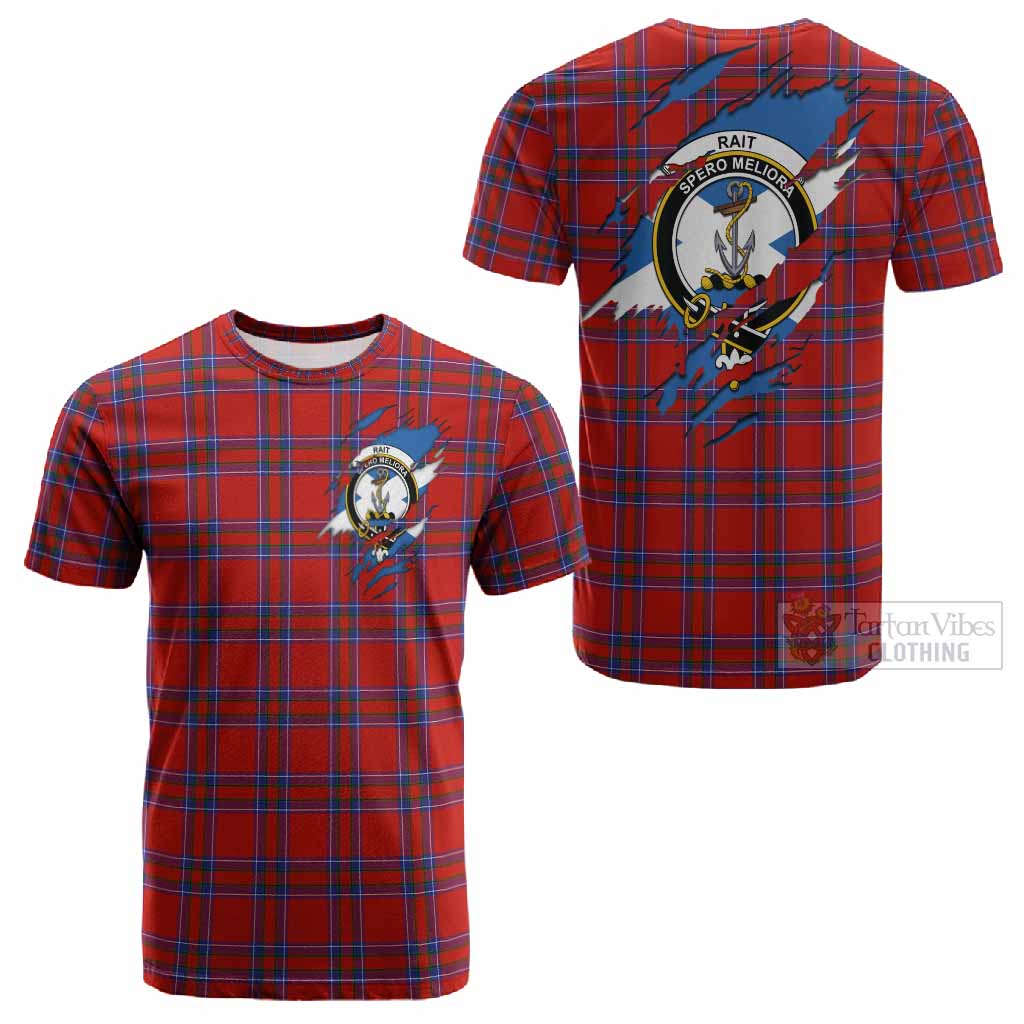 Rait Clan Crest In Me Tartan Cotton T-shirt Scotland Flag Style