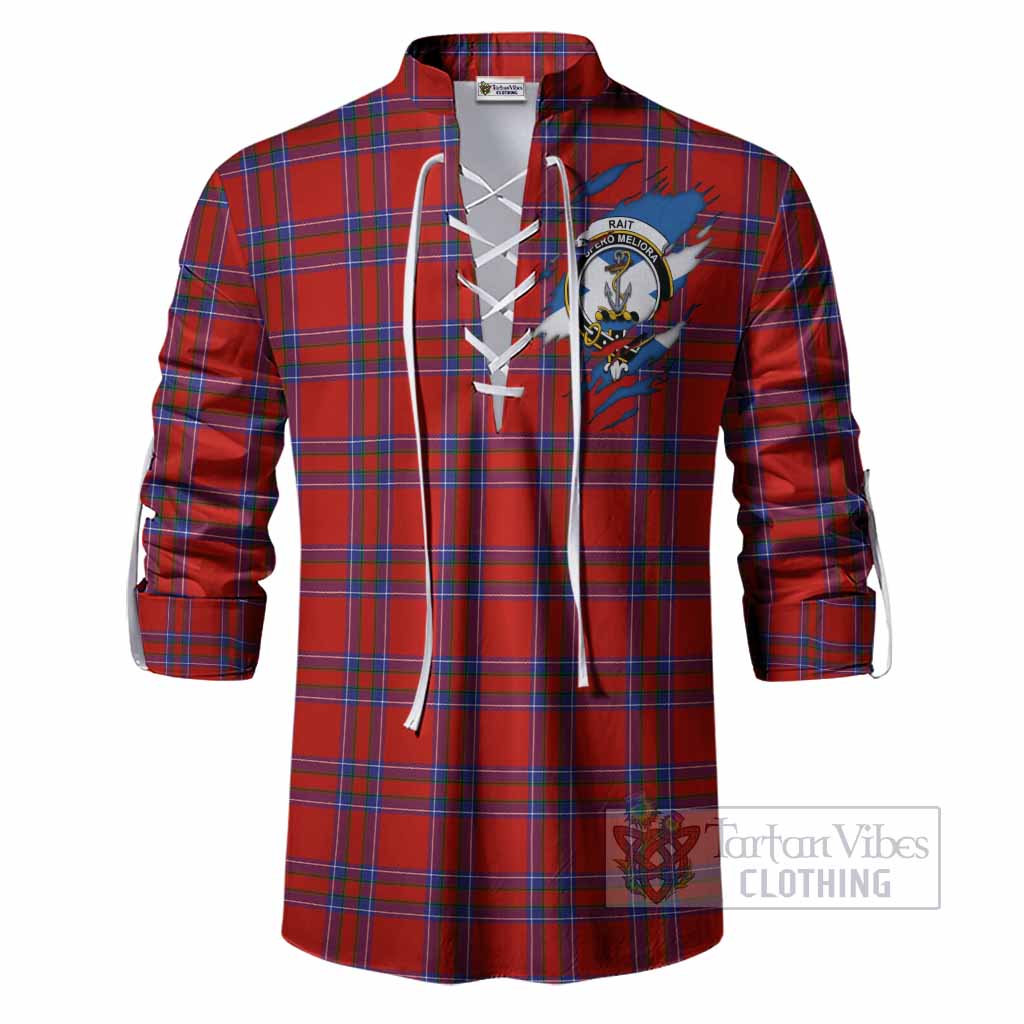 Rait Clan Crest In Me Tartan Ghillie Shirt Scotland Flag Style