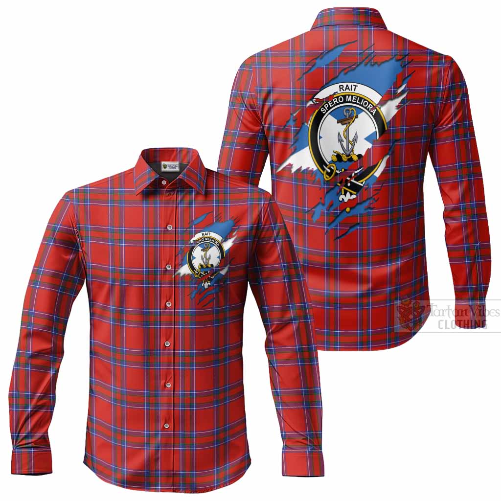 Rait Clan Crest In Me Tartan Long Sleeve Button Shirts Scotland Flag Style