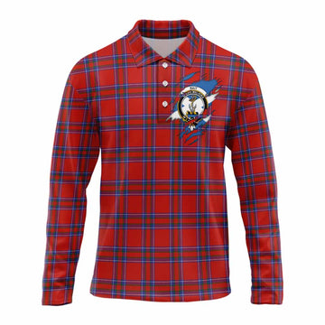Rait Clan Crest In Me Tartan Long Sleeve Polo Shirt Scotland Flag Style