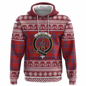 Rait Clan Tartan Christmas Hoodie with Family Crest