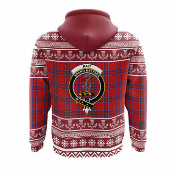 Rait Clan Tartan Christmas Hoodie with Family Crest