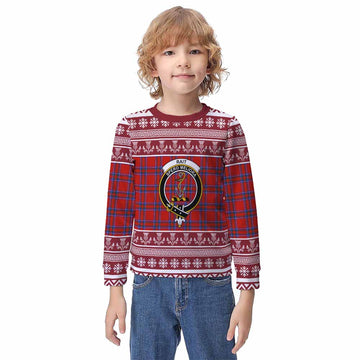 Rait Clan Tartan Christmas Kid Ugly Sweatshirt with Family Crest