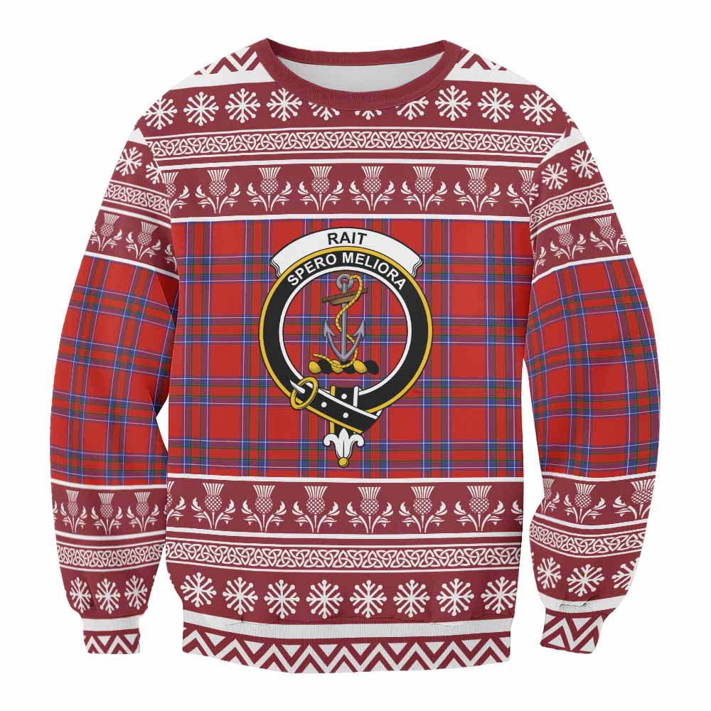 Rait Clan Tartan Christmas Sweatshirt with Family Crest - Tartan Vibes Clothing