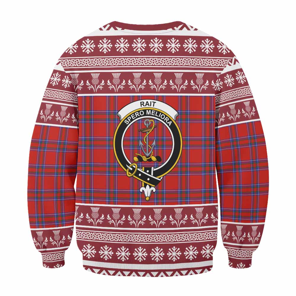 Rait Clan Tartan Christmas Sweatshirt with Family Crest - Tartan Vibes Clothing