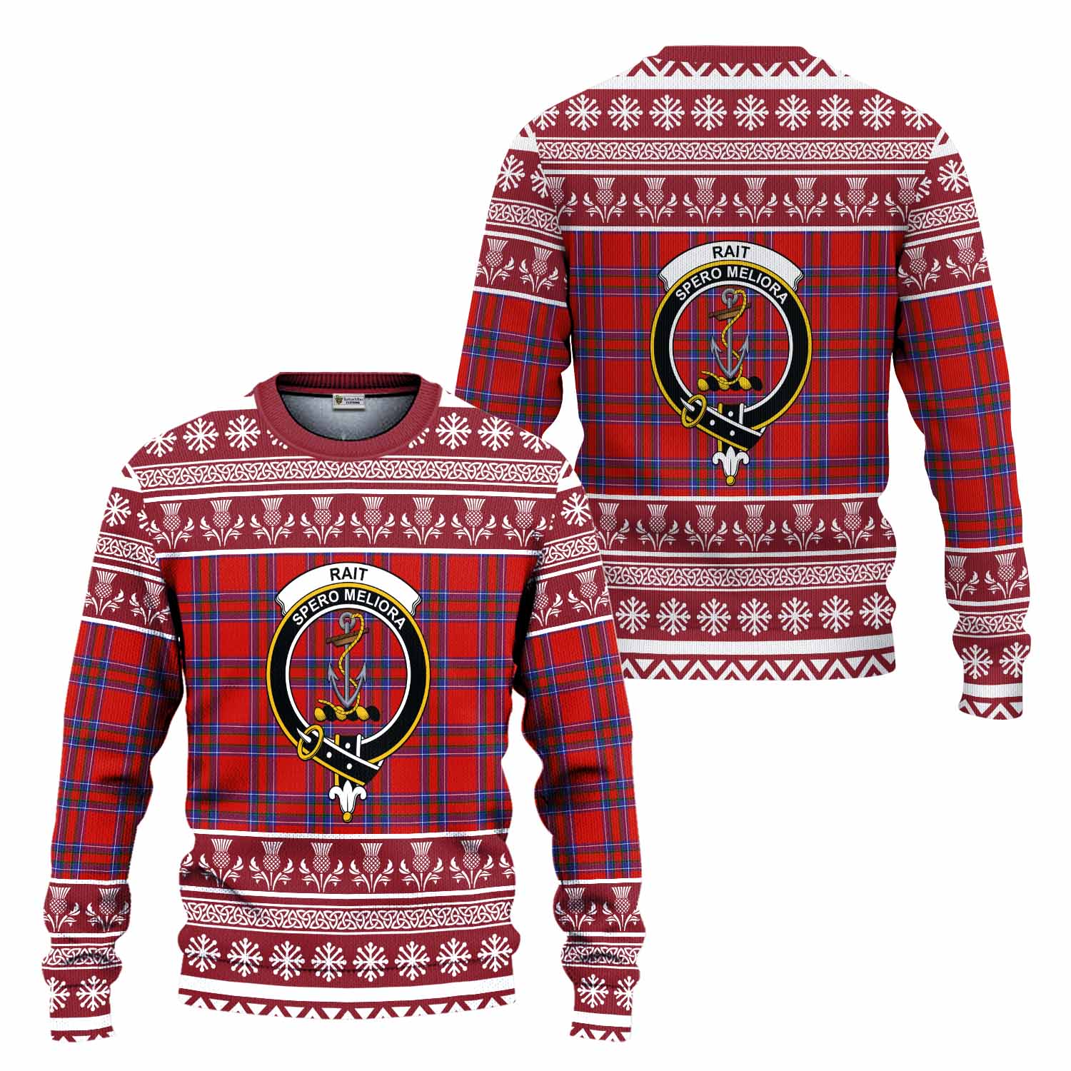 Rait Clan Tartan Christmas Ugly Sweater with Family Crest - Tartan Vibes Clothing