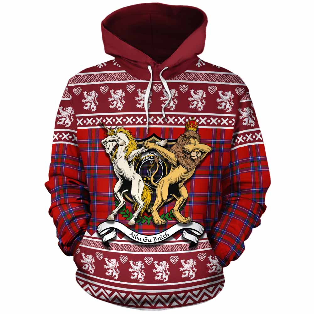 Rait Clan Tartan Crest Christmas Cotton Hoodie Coat of Arms Funny Style - Tartan Vibes Clothing