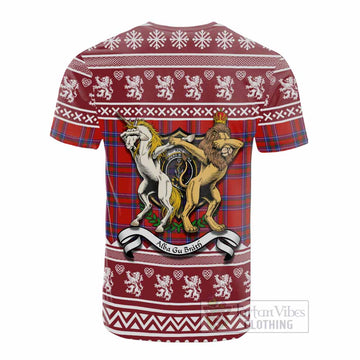 Rait Clan Tartan Crest Christmas Cotton T-shirt Coat of Arms Funny Style