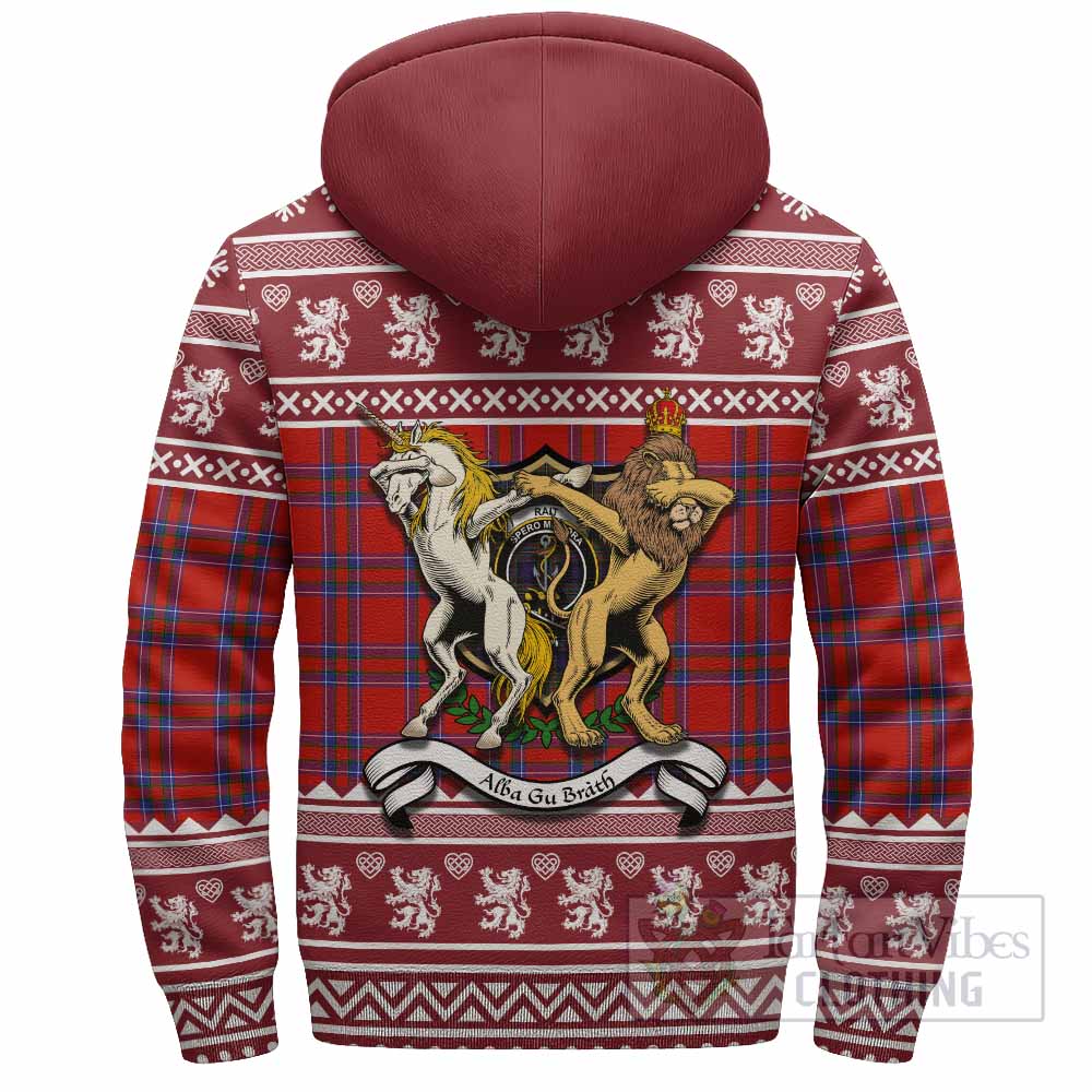 Rait Clan Tartan Crest Christmas Fleece Hoodie Coat of Arms Funny Style - Tartan Vibes Clothing