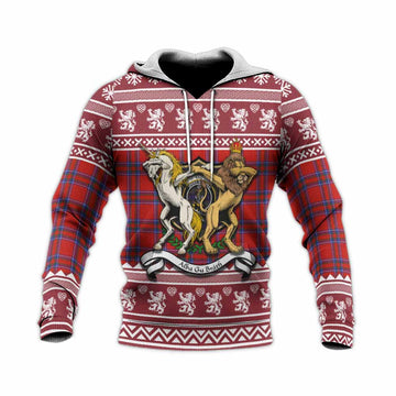 Rait Clan Tartan Crest Christmas Knitted Hoodie Coat of Arms Funny Style