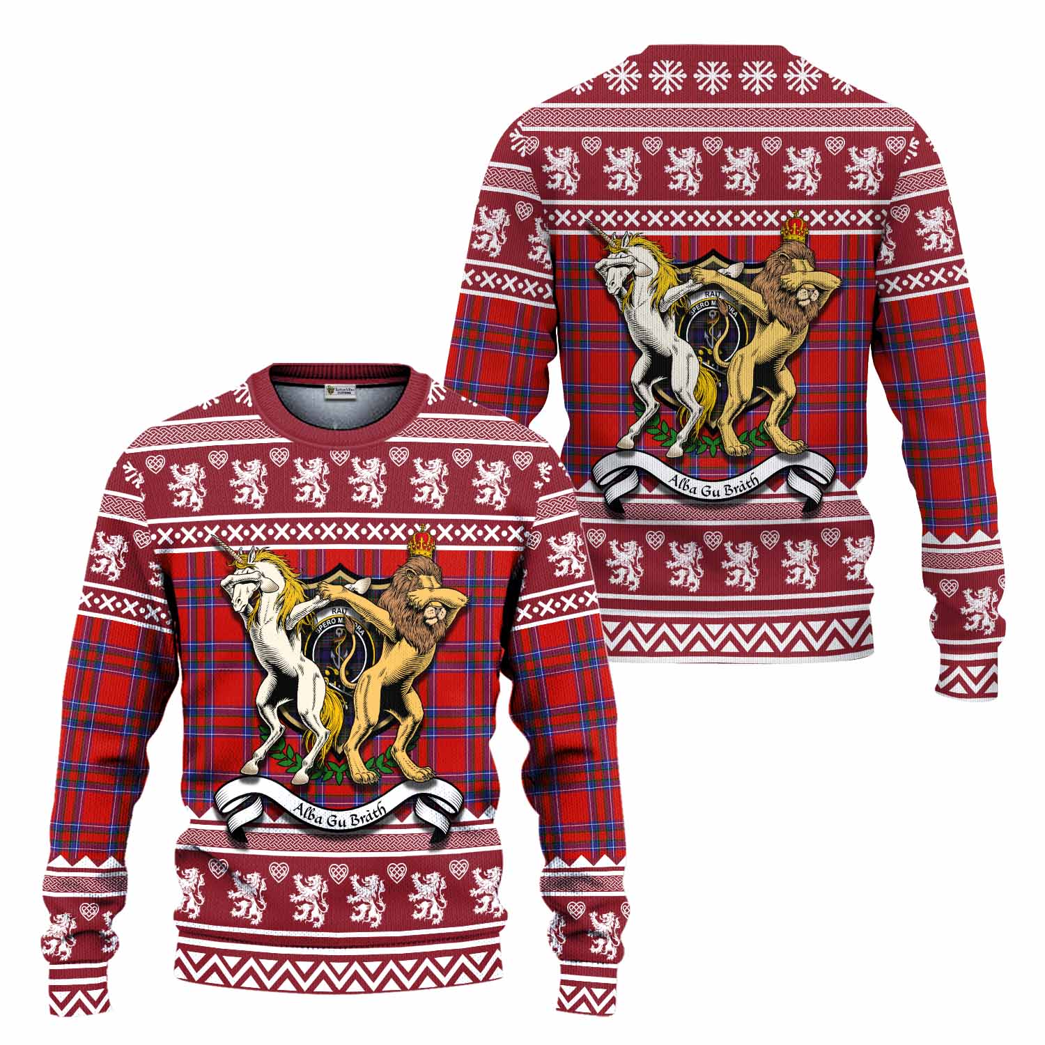Rait Clan Tartan Crest Christmas Ugly Sweater Coat of Arms Funny Style - Tartan Vibes Clothing