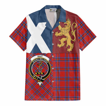 Rait Crest Tartan Cotton Hawaiian Shirt with Lion Rampant Saltire Style