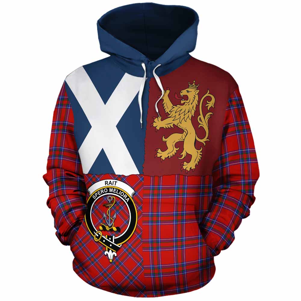 Rait Crest Tartan Cotton Hoodie with Lion Rampant Saltire Style - Tartan Vibes Clothing