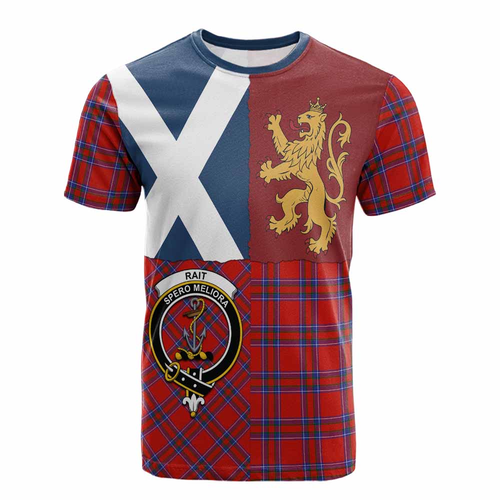 Rait Crest Tartan Cotton T-shirt with Lion Rampant Saltire Style - Tartan Vibes Clothing