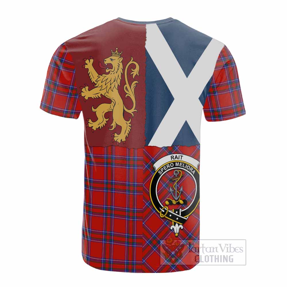 Rait Crest Tartan Cotton T-shirt with Lion Rampant Saltire Style - Tartan Vibes Clothing