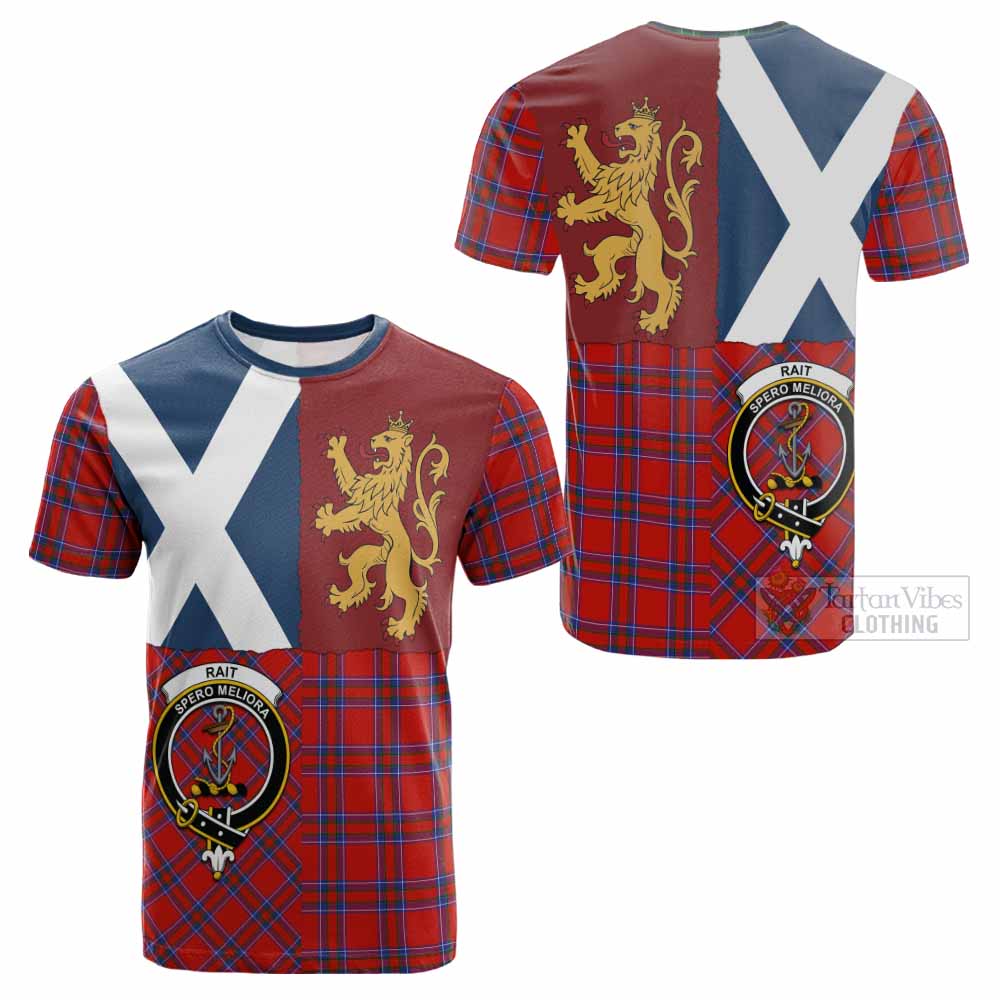 Rait Crest Tartan Cotton T-shirt with Lion Rampant Saltire Style - Tartan Vibes Clothing