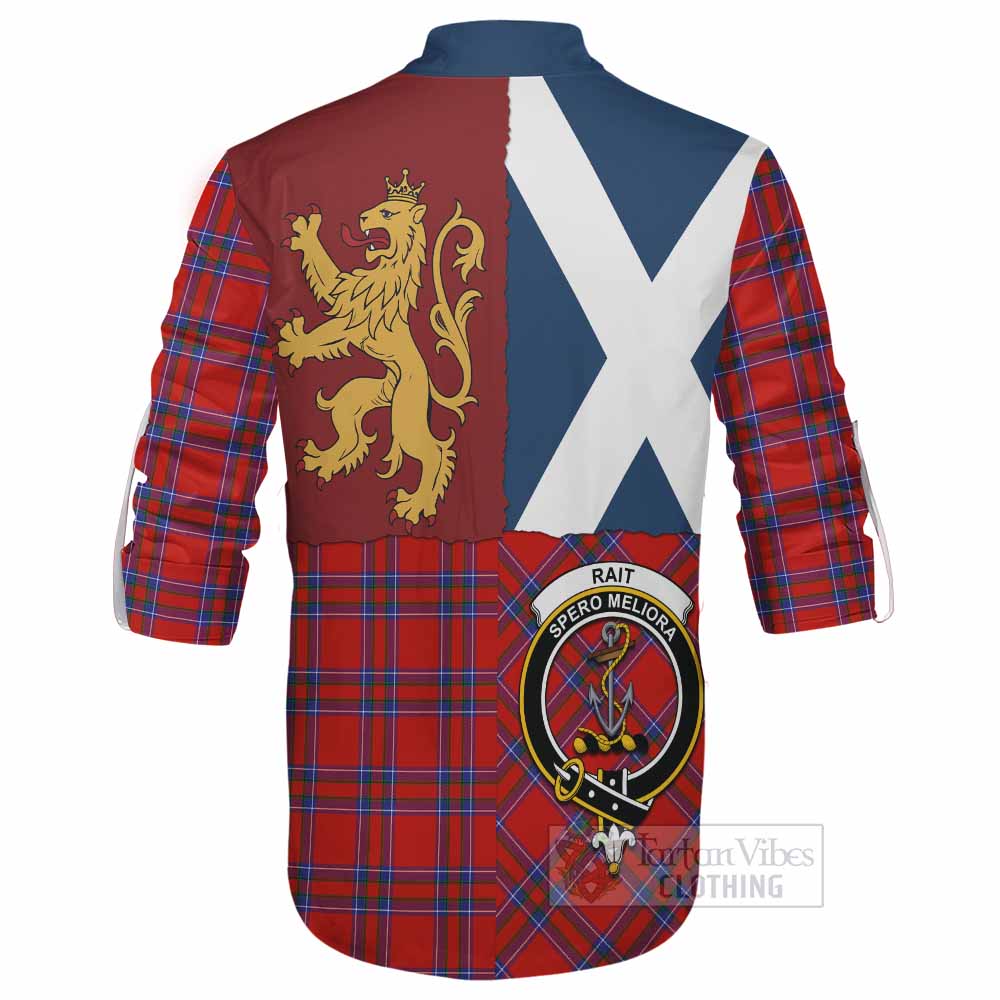 Rait Crest Tartan Ghillie Shirt with Lion Rampant Saltire Style - Tartan Vibes Clothing