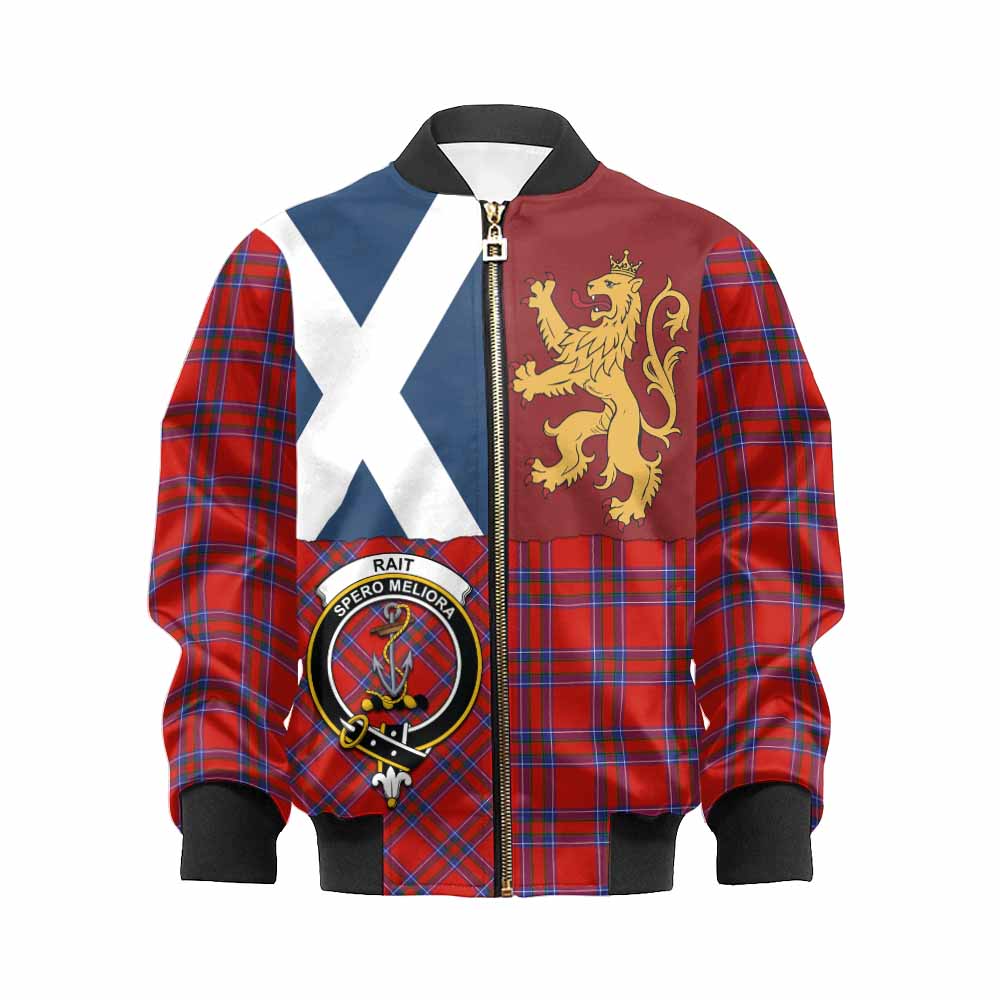 Rait Crest Tartan Kid Bomber Jacket with Lion Rampant Saltire Style - Tartan Vibes Clothing