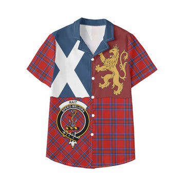 Rait Crest Tartan Kid Hawaiian Shirt with Lion Rampant Saltire Style
