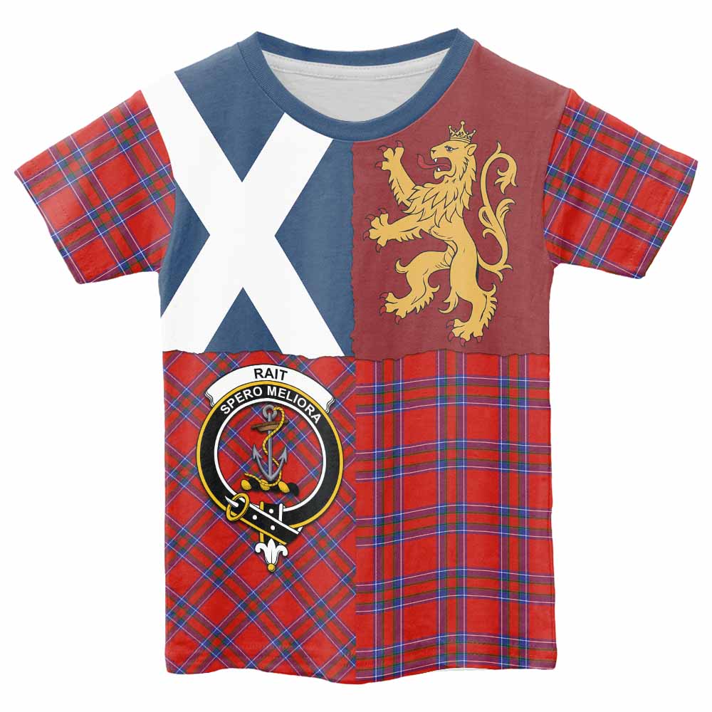 Rait Crest Tartan Kid T-shirt with Lion Rampant Saltire Style - Tartan Vibes Clothing
