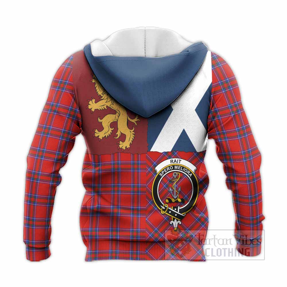 Rait Crest Tartan Knitted Hoodie with Lion Rampant Saltire Style
