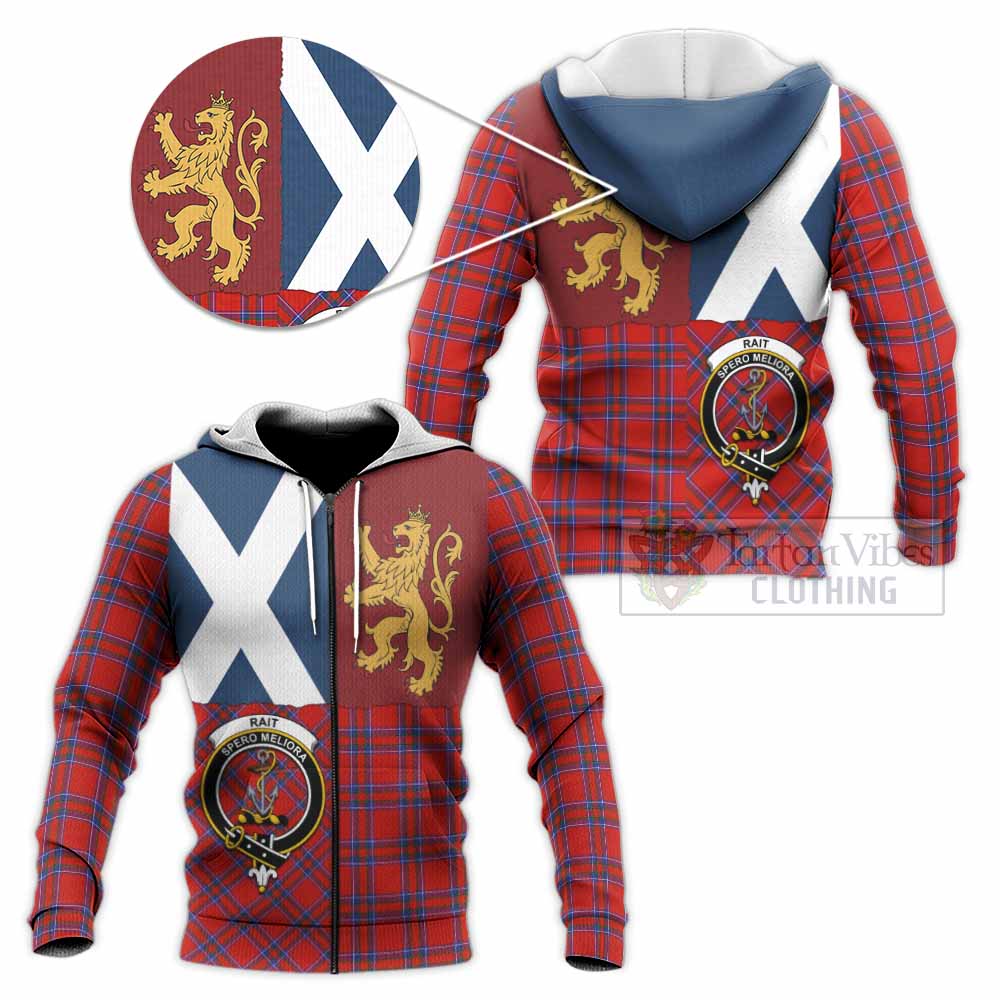 Rait Crest Tartan Knitted Hoodie with Lion Rampant Saltire Style