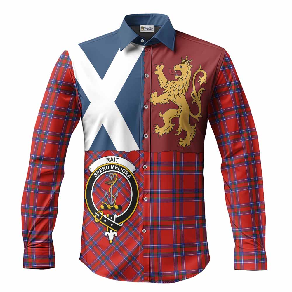 Rait Crest Tartan Long Sleeve Button Shirts with Lion Rampant Saltire Style