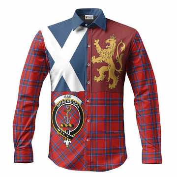Rait Crest Tartan Long Sleeve Button Shirts with Lion Rampant Saltire Style