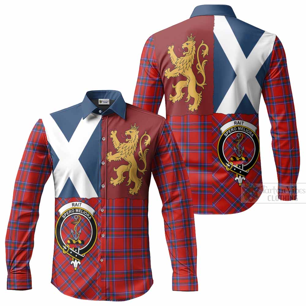 Rait Crest Tartan Long Sleeve Button Shirts with Lion Rampant Saltire Style
