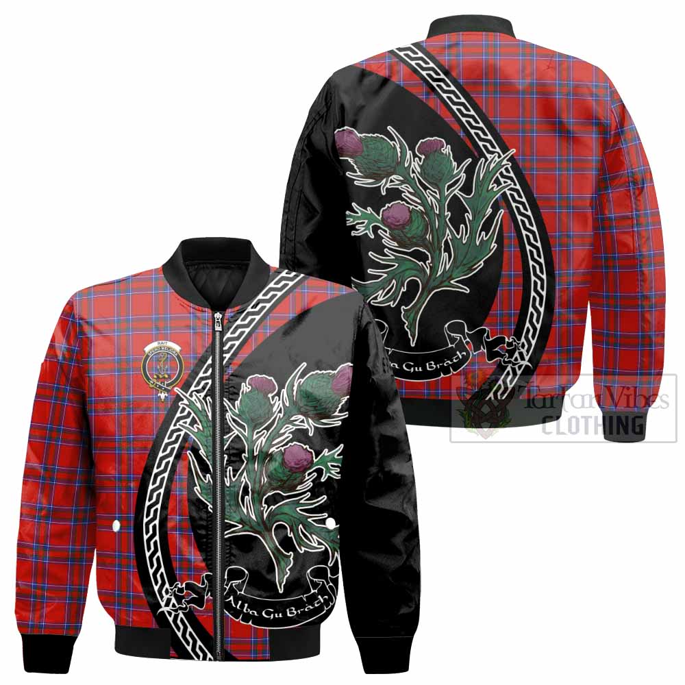 Rait Family Crest Tartan Bomber Jacket Alba Thistle Inspired - Tartan Vibes Clothing