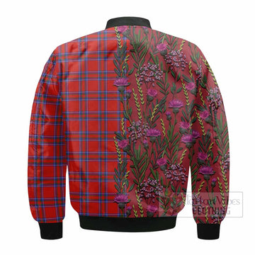 Rait Family Crest Tartan Bomber Jacket Scottish Thistle Flower Pattern Half Style