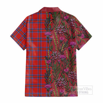 Rait Family Crest Tartan Cotton Hawaiian Shirt Scottish Thistle Flower Pattern Half Style