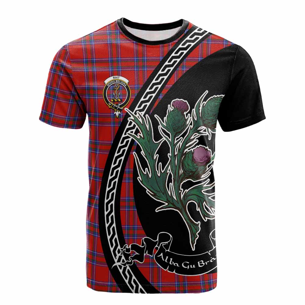 Rait Family Crest Tartan Cotton T-shirt Alba Thistle Inspired - Tartan Vibes Clothing