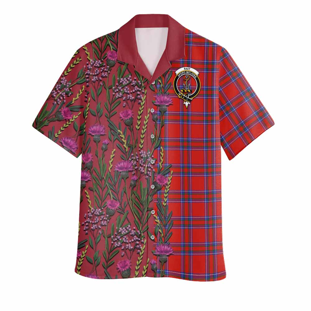 Rait Family Crest Tartan Hawaiian Shirt Scottish Thistle Flower Pattern Half Style - Tartan Vibes Clothing