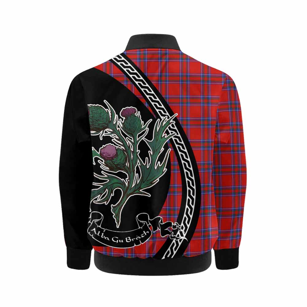 Rait Family Crest Tartan Kid Bomber Jacket Alba Thistle Inspired - Tartan Vibes Clothing