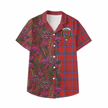 Rait Family Crest Tartan Kid Hawaiian Shirt Scottish Thistle Flower Pattern Half Style - Tartan Vibes Clothing