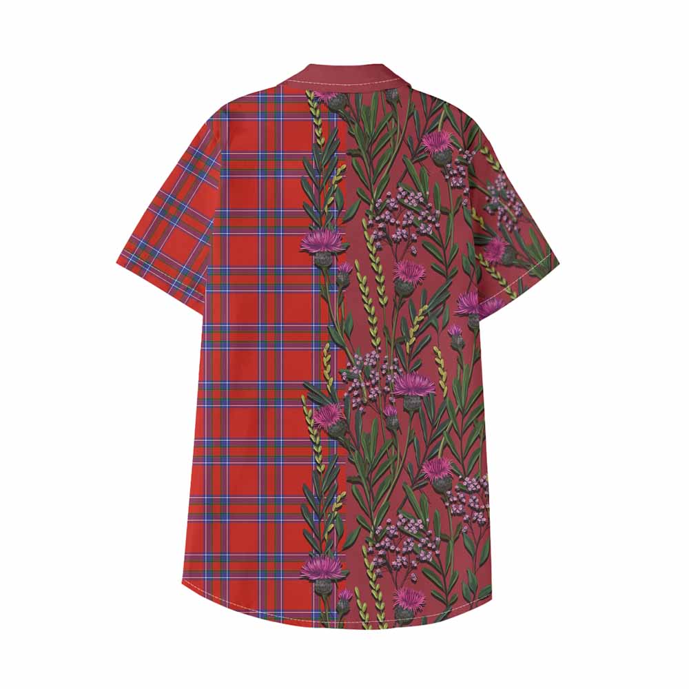 Rait Family Crest Tartan Kid Hawaiian Shirt Scottish Thistle Flower Pattern Half Style - Tartan Vibes Clothing