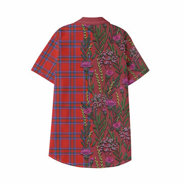 Rait Family Crest Tartan Kid Hawaiian Shirt Scottish Thistle Flower Pattern Half Style - Tartan Vibes Clothing