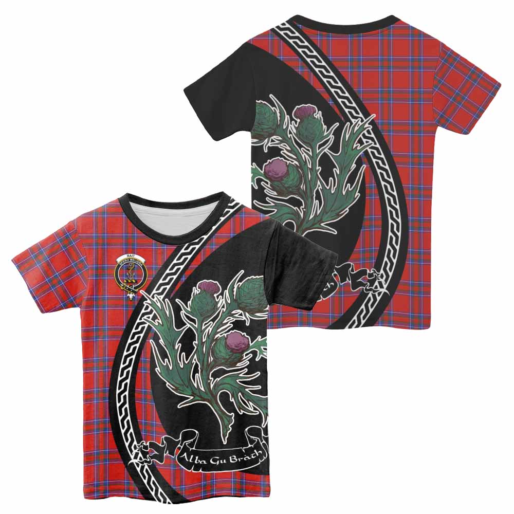 Rait Family Crest Tartan Kid T-shirt Alba Thistle Inspired - Tartan Vibes Clothing