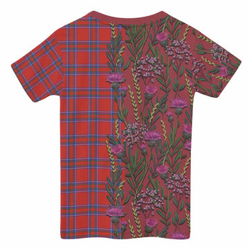 Rait Family Crest Tartan Kid T-shirt Scottish Thistle Flower Pattern Half Style - Tartan Vibes Clothing