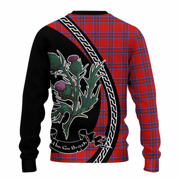 Rait Family Crest Tartan Knitted Sweater Alba Thistle Inspired