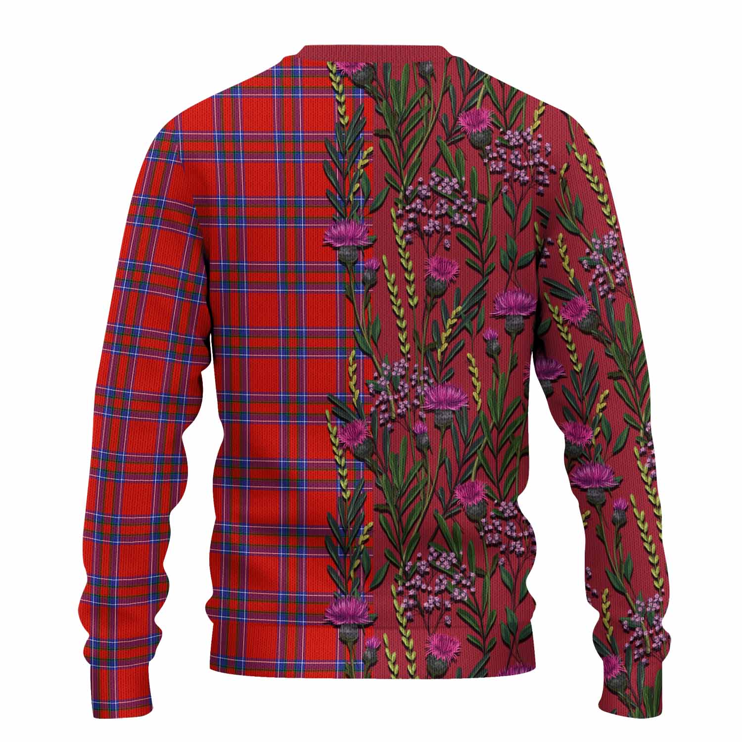 Rait Family Crest Tartan Knitted Sweater Scottish Thistle Flower Pattern Half Style - Tartan Vibes Clothing