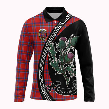 Rait Family Crest Tartan Long Sleeve Polo Shirt Alba Thistle Inspired