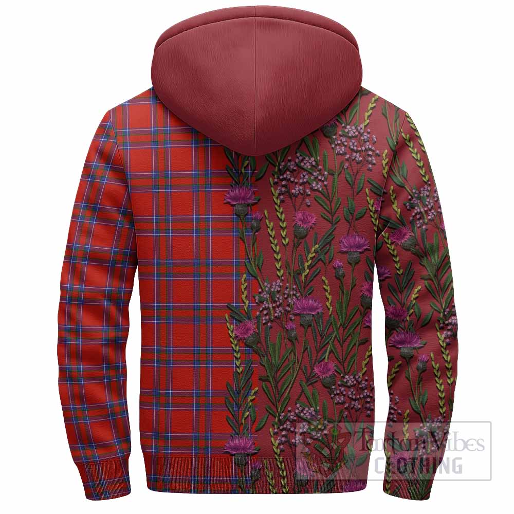 Rait Family Crest Tartan Sherpa Hoodie Scottish Thistle Flower Pattern Half Style - Tartan Vibes Clothing