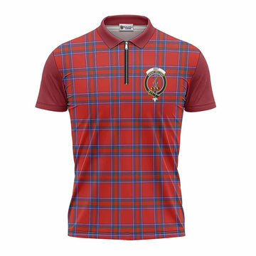Rait Tartan Accent Zipper Polo Shirt with Family Crest
